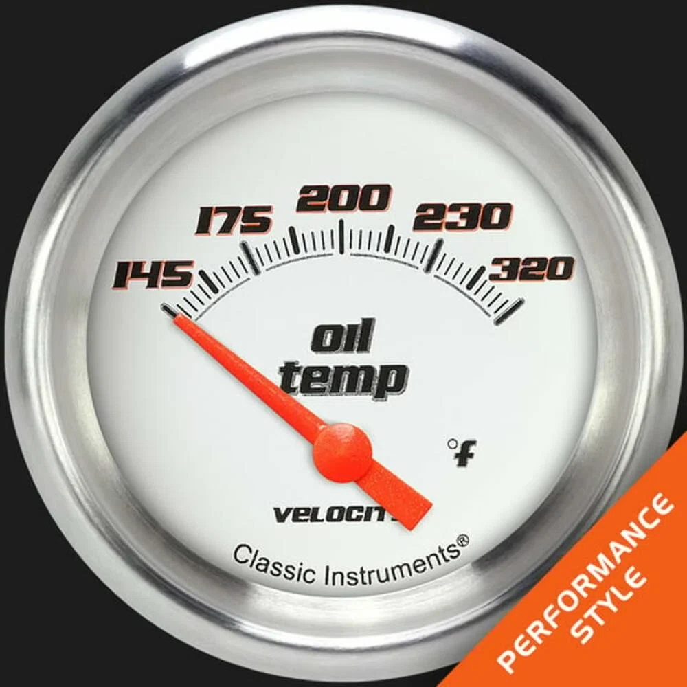 Velocity White 2 5_8_ Oil Temperature Gauge VS228WAPF
